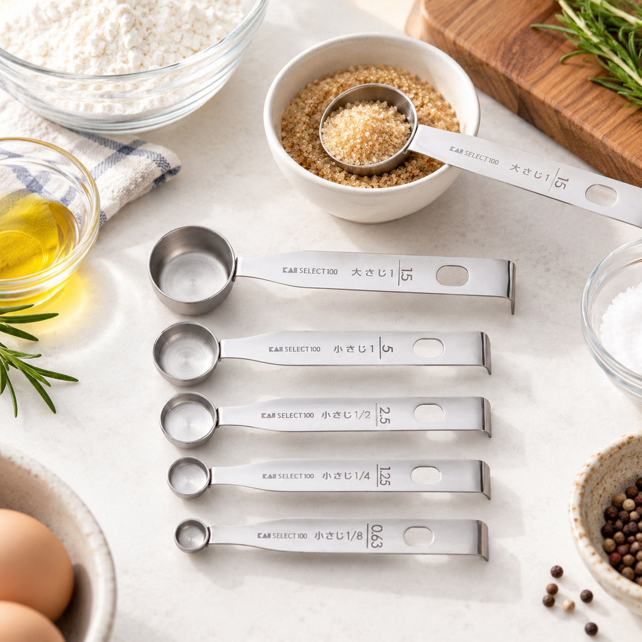 KAI SELECT100 Measuring Spoons — Set de 5 cucharas medidoras