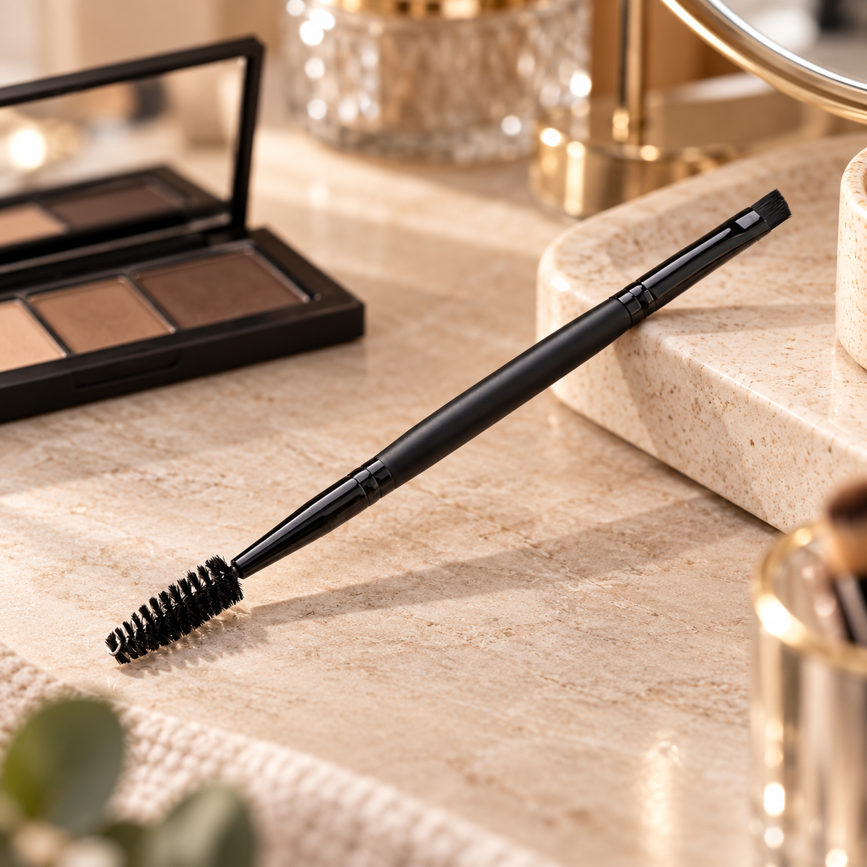 KAI cosmeup Double-End Eyebrow Brush — Screw & Nylon